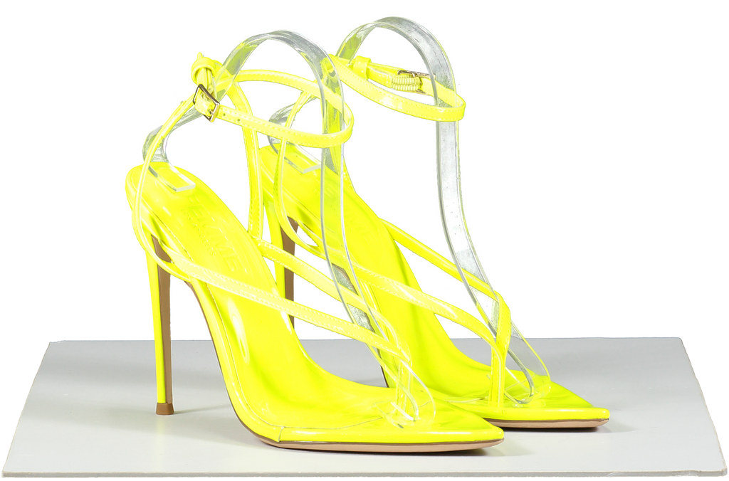 FEMME LOS ANGELES Neon Yellow Effie Sandal - Highlighter UK 6 EU 39 👠