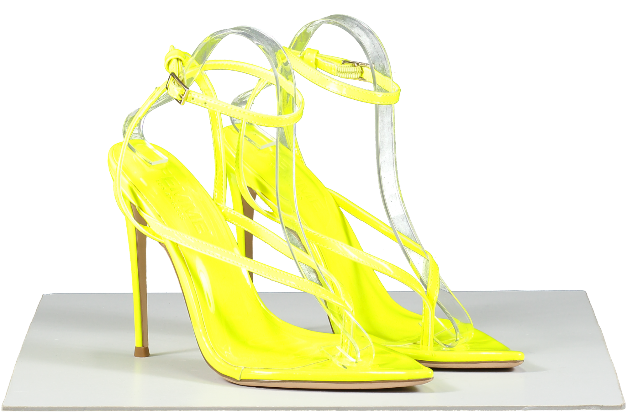FEMME LOS ANGELES Neon Yellow Effie Sandal - Highlighter UK 6 EU 39 👠