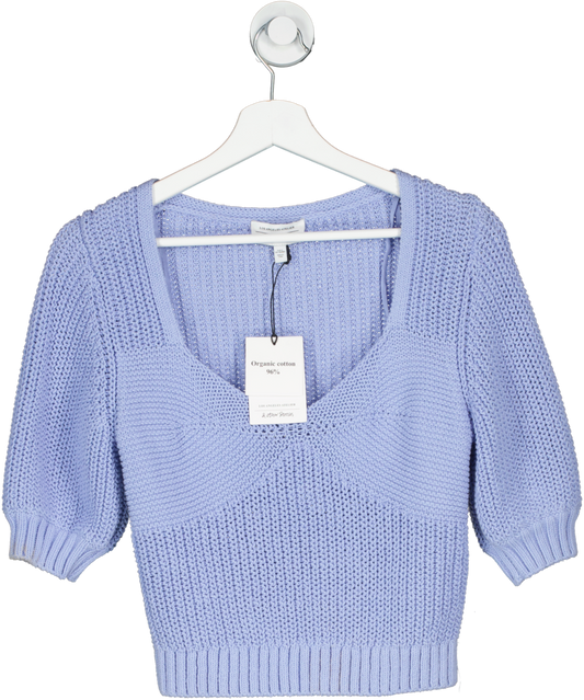 & Other Stories Blue Cropped Sweetheart Bustier Knit Top UK S