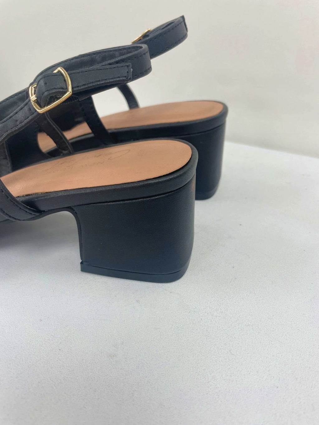 New Look Black Comfort Low Block Heel Slingback Shoes Size UK 6