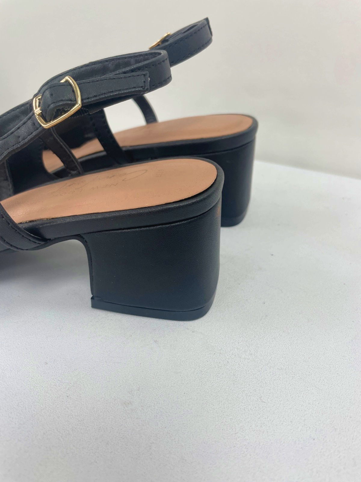 New Look Black Comfort Low Block Heel Slingback Shoes Size UK 6