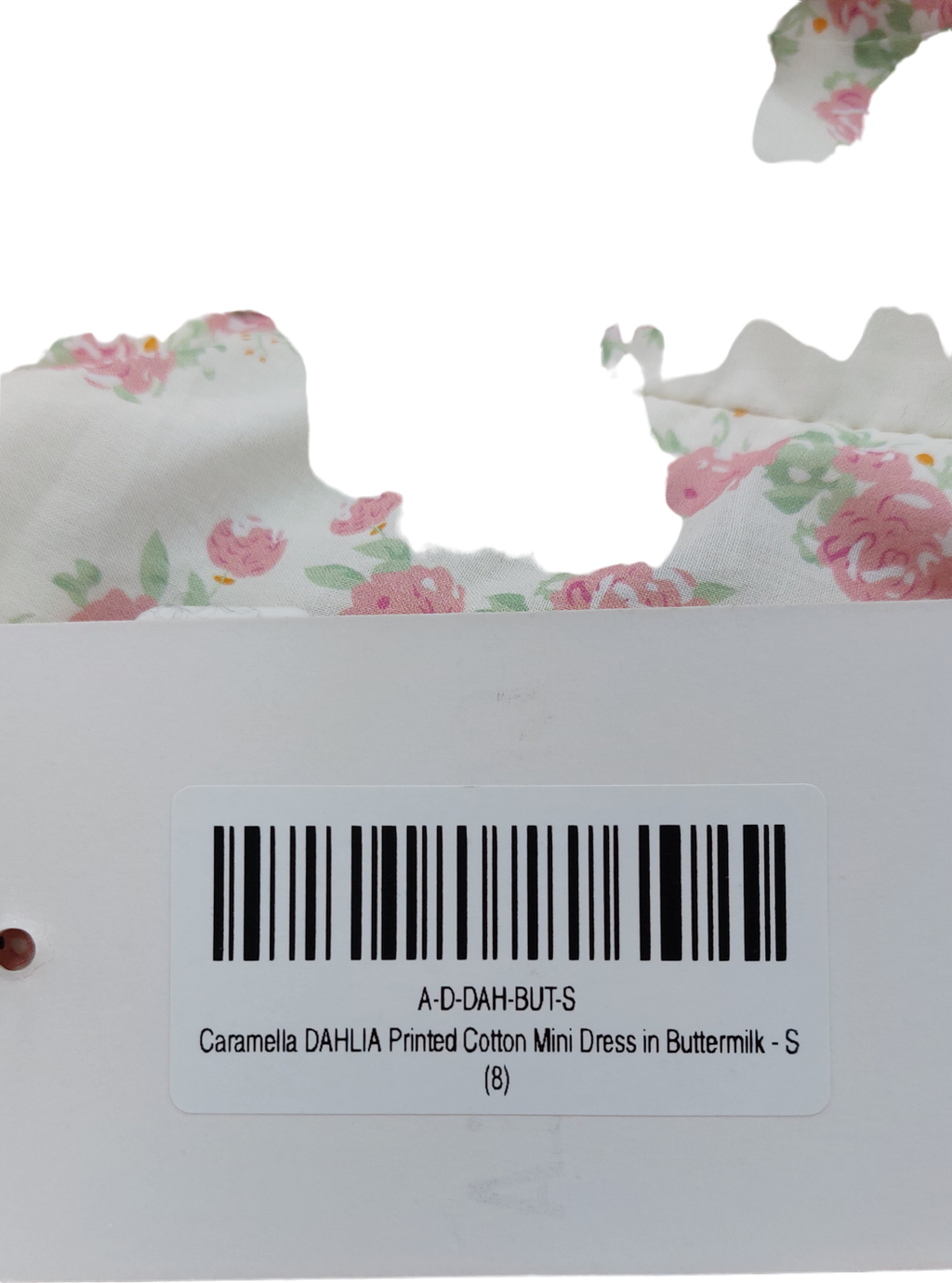 Caramella Cream Dahlia Floral Printed Cotton Mini Dress UK S