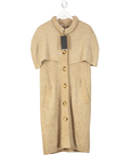 YCH Buttoned Cable-knit Cape Beige Chenille Coatigan UK M