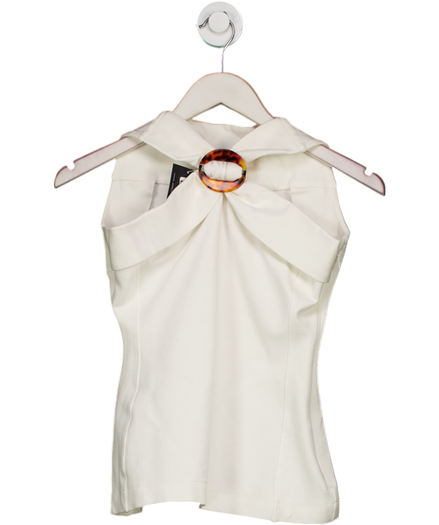 Gucci White Stretch Top With Tortoiseshell Detail UK M
