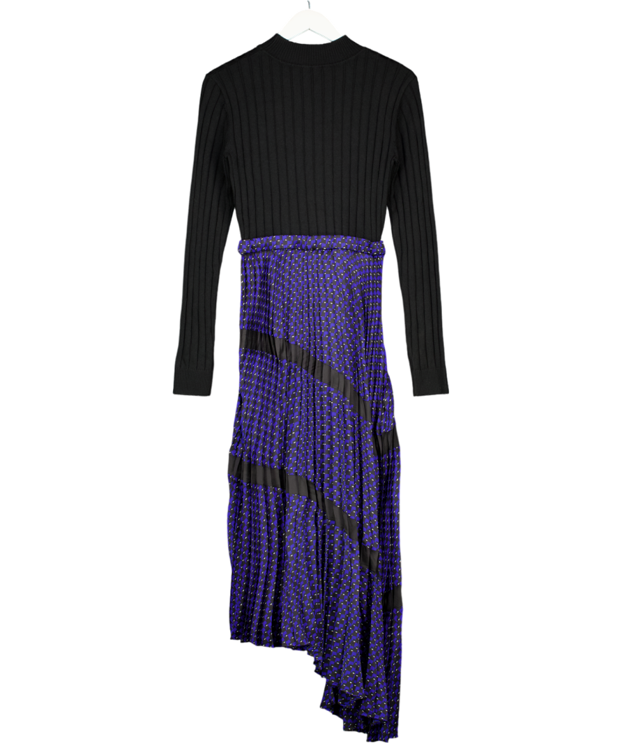 Claudie Pierlot Black / Blue Pleated Skirt Sweater Dress T3 UK 12