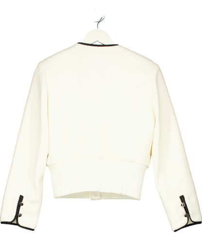 Maje Ivory Contrast-trim flap-pocket woven jacket UK 8