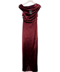 River Island Red Burgundy Velvet Drape Midi Dress UK XS