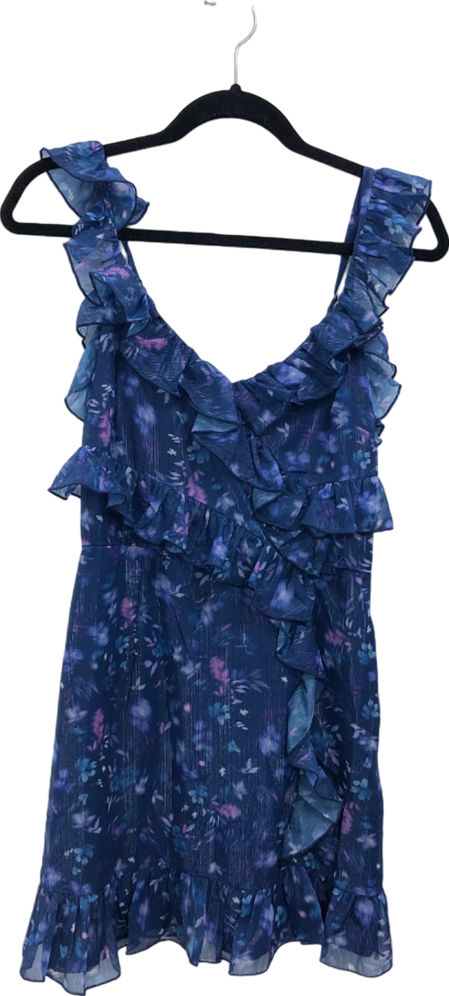 French Connection Blue Depths Ruffled Sleeveless Dress UK 8