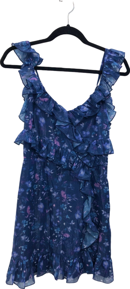 French Connection Blue Depths Ruffled Sleeveless Dress UK 8