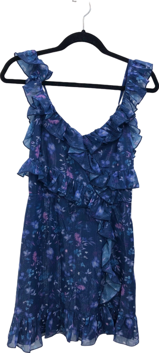 French Connection Blue Depths Ruffled Sleeveless Dress UK 8