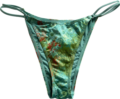 Out From Under Teal Floral String Bikini Bottoms UK L