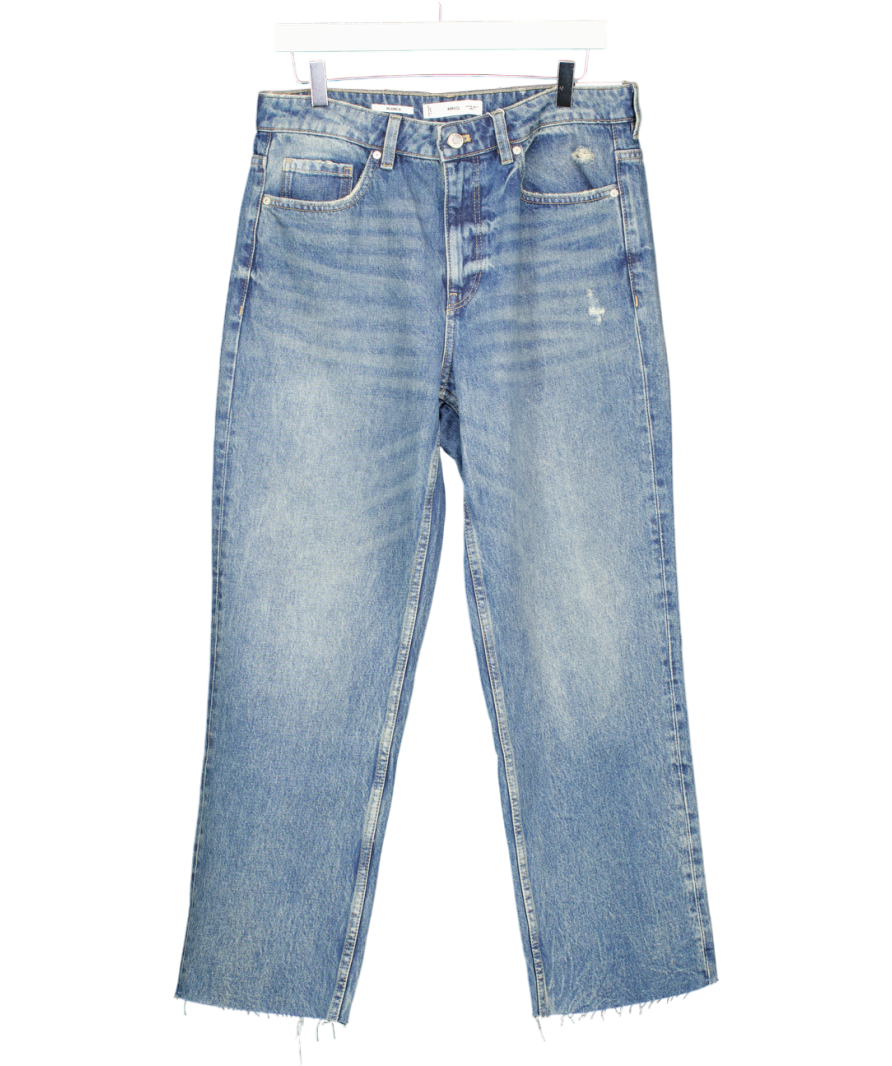 MANGO Blue Blanca Straight-fit Cropped Jeans UK 12
