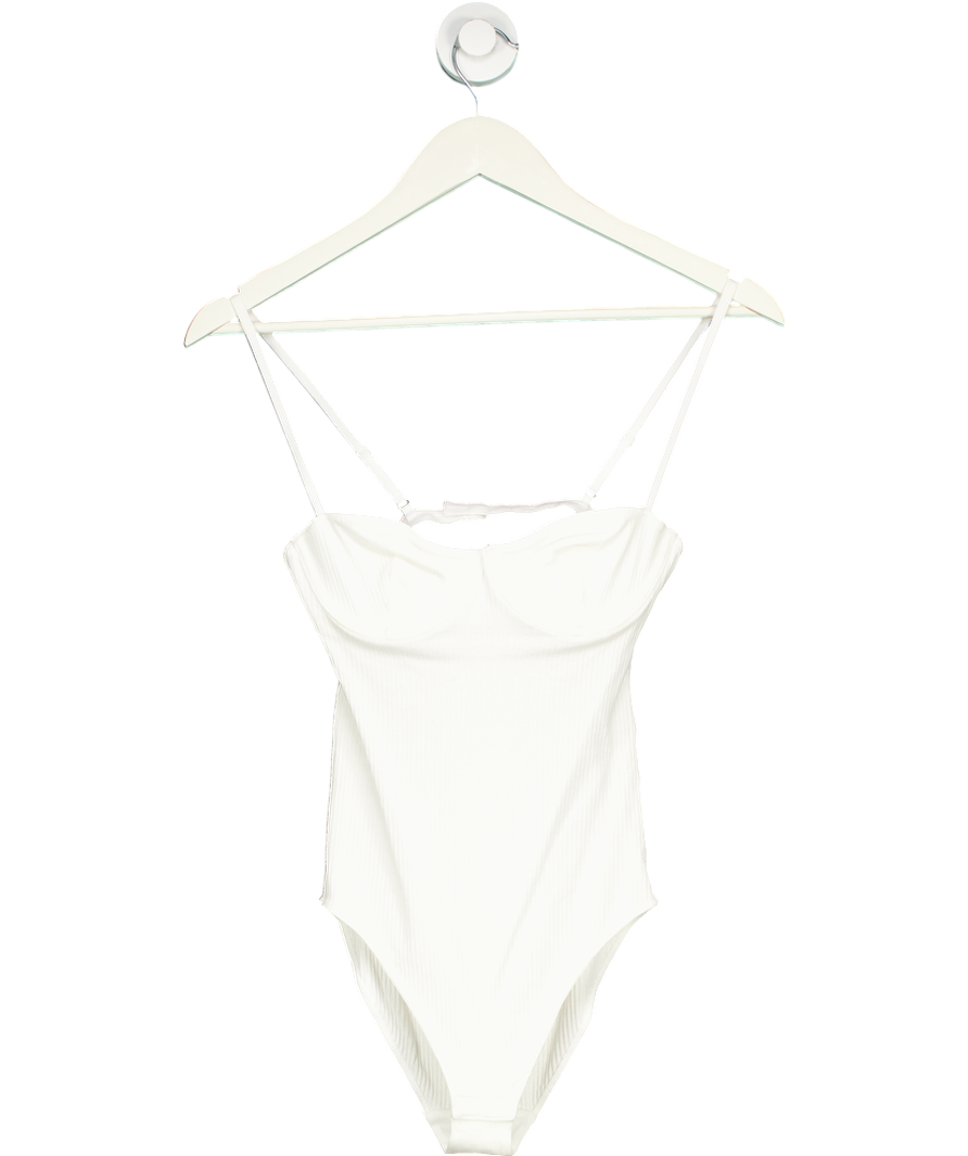 H & M White Ribbed Body Suit UK 34B