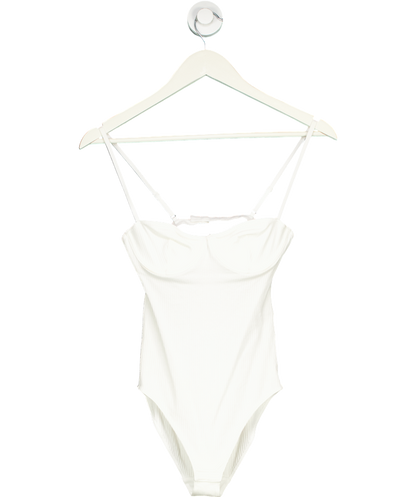 H & M White Ribbed Body Suit UK 34B