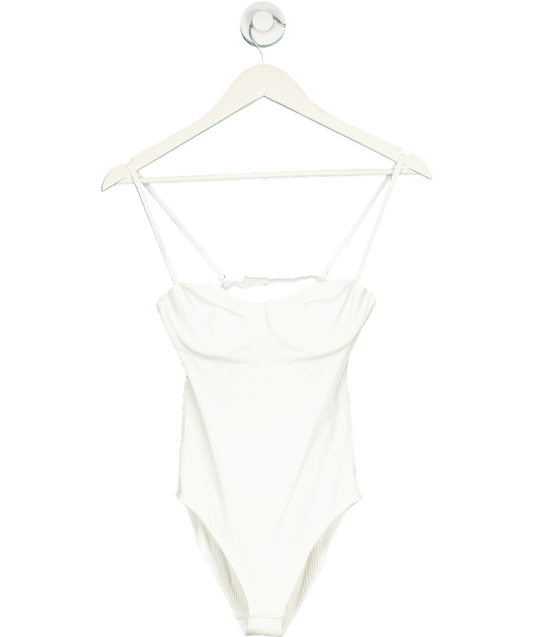 H & M White Ribbed Body Suit UK 34B