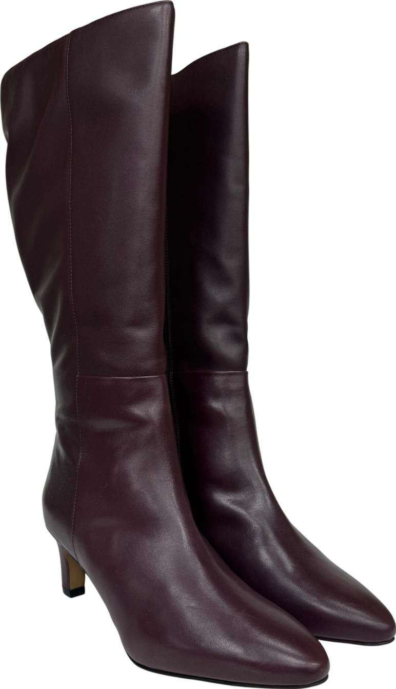 Phase Eight Burgundy Leather Knee Boots UK 8 EU 41 👠