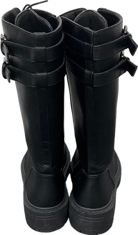 Be You Black Long Lace Up Biker Boots UK 7 EU 40 👠