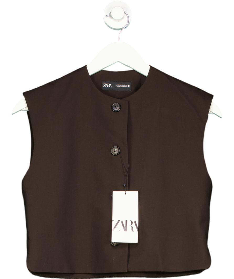 ZARA Brown Button Down Waistcoat UK XS