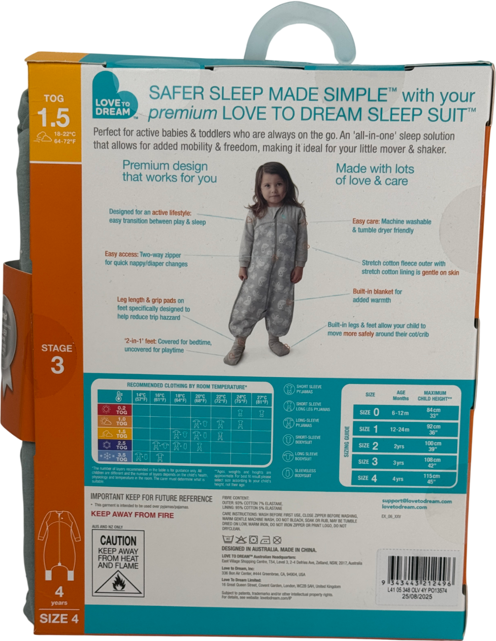 LOVE TO DREAM Green Sleep Suit Long Sleeve Olive Twigs•cotton Fleece 4 Years