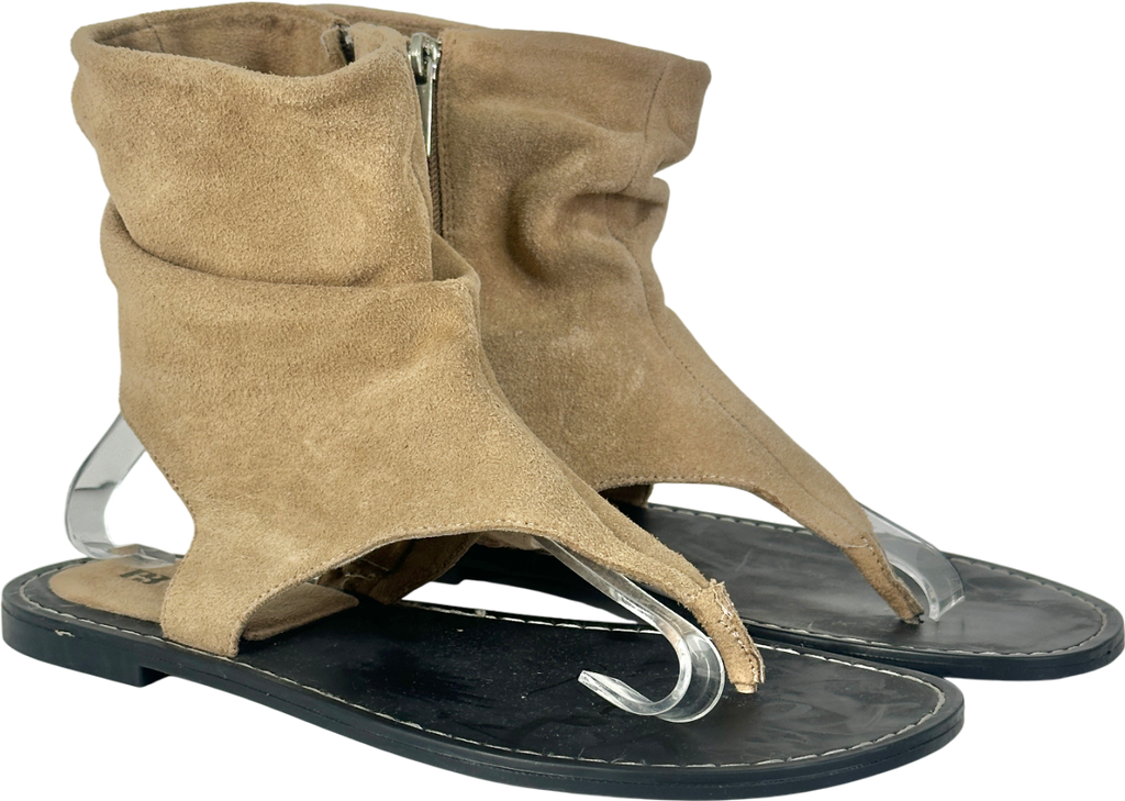 Pull&Bear Beige Leather Boot Style Sandals UK 5 EU 38 👠