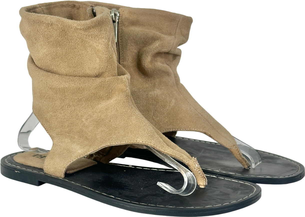 Pull&Bear Beige Leather Boot Style Sandals UK 5 EU 38 👠