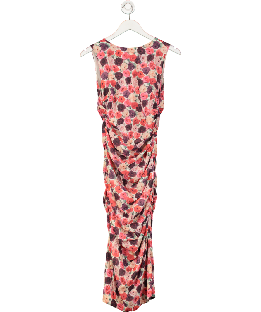 Dolce & Gabbana Red Roses Ruched Midi Dress UK 12