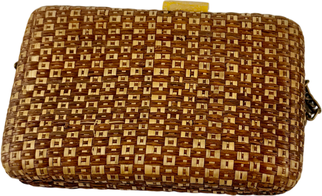Kayu Brown Woven Straw Clutch Bag