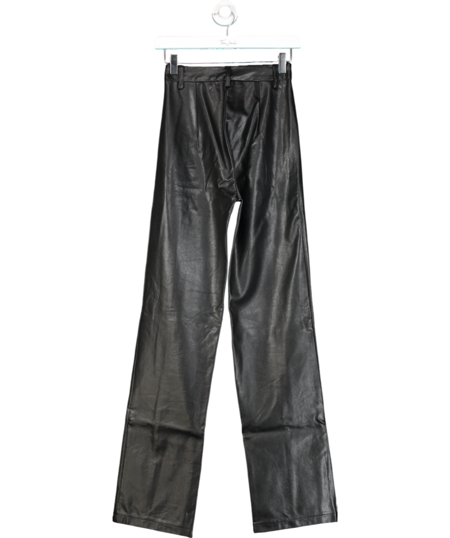 SLA the label Black Pu Leather Look Straight Trousers UK XXS