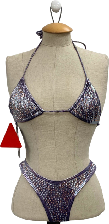 Ego Purple Diamante Metallic Bikini Set UK 8