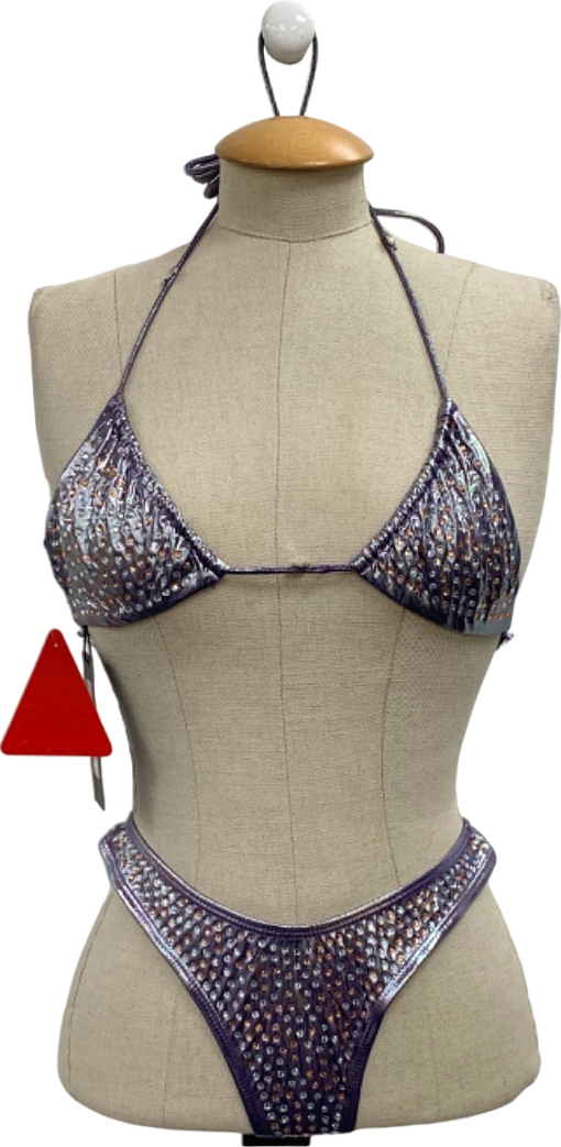 Ego Purple Diamante Metallic Bikini Set UK 8