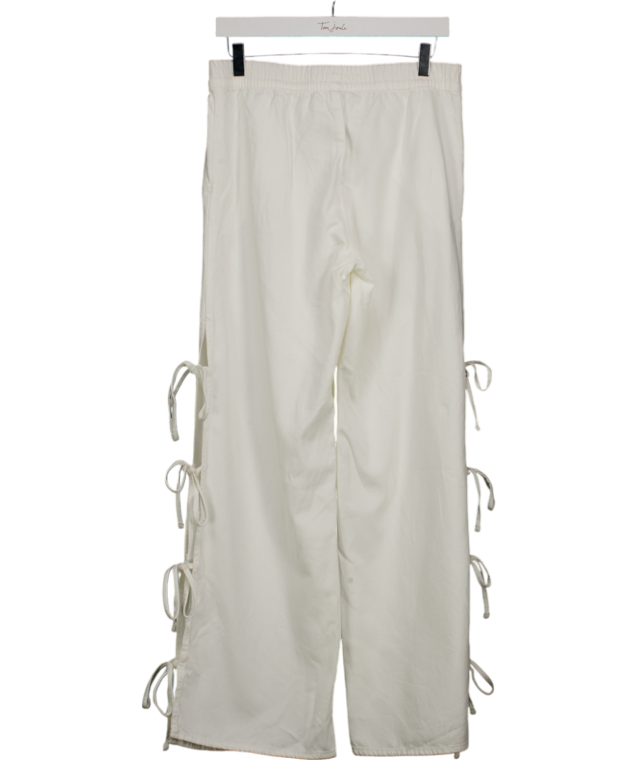 H&M White Tie-detail Pull-on Trousers UK S
