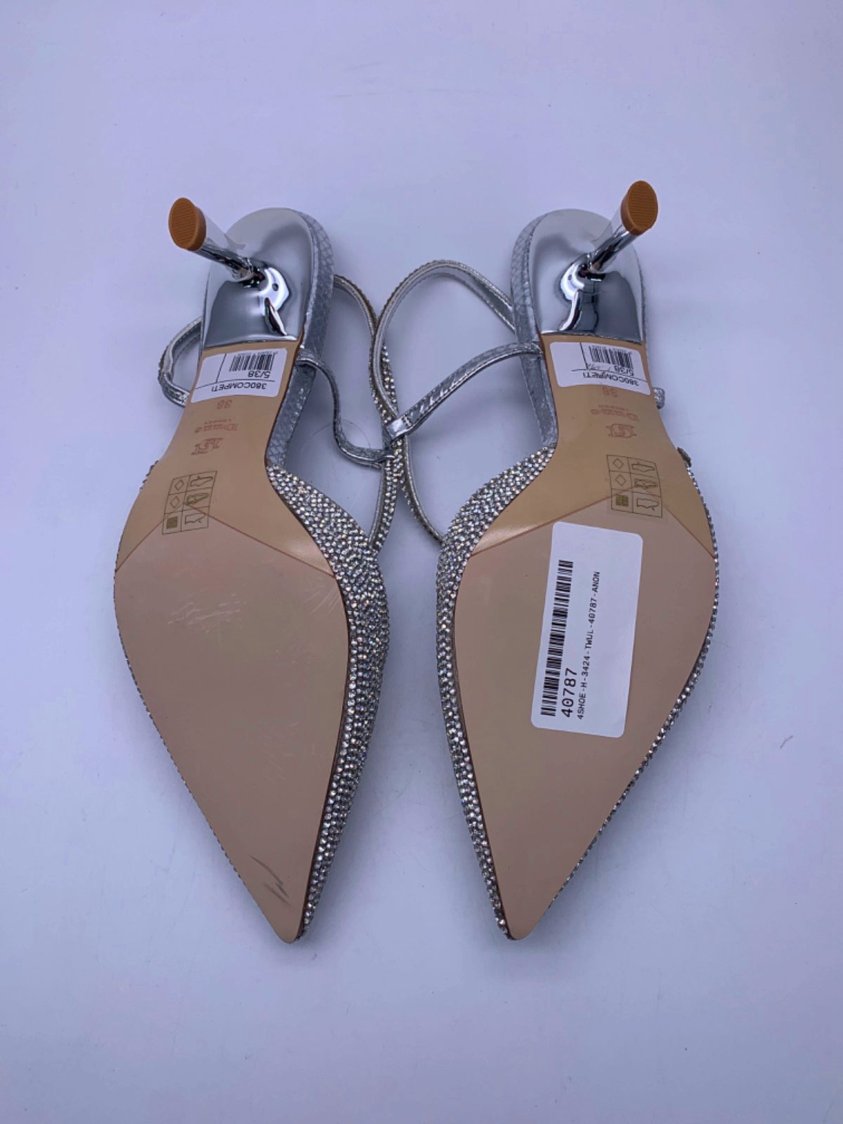 Dune Silver Competizione Pointed Heels EU 38 UK 5