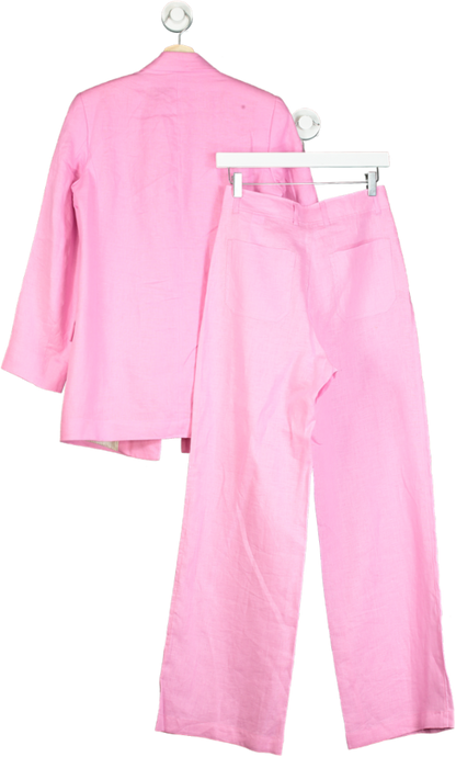 Zara Pink Linen Blazer and Trousers Set UK M