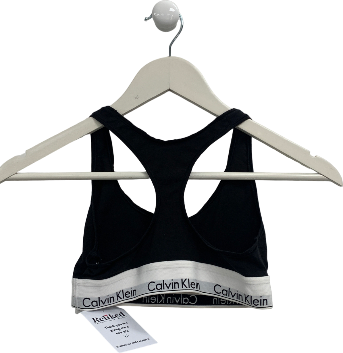 Calvin Klein Black Double Underband Medium Impact Sports Bra UK S