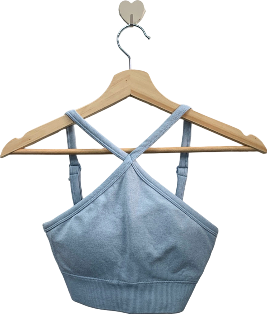 Bo+Tee Light Blue Cropped Cross-Back Sports Bra XS