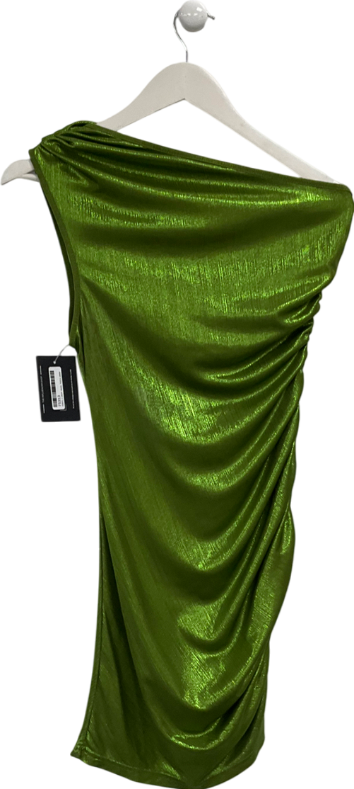 Green One Shoulder Ruched Bodycon Dress UK S/M