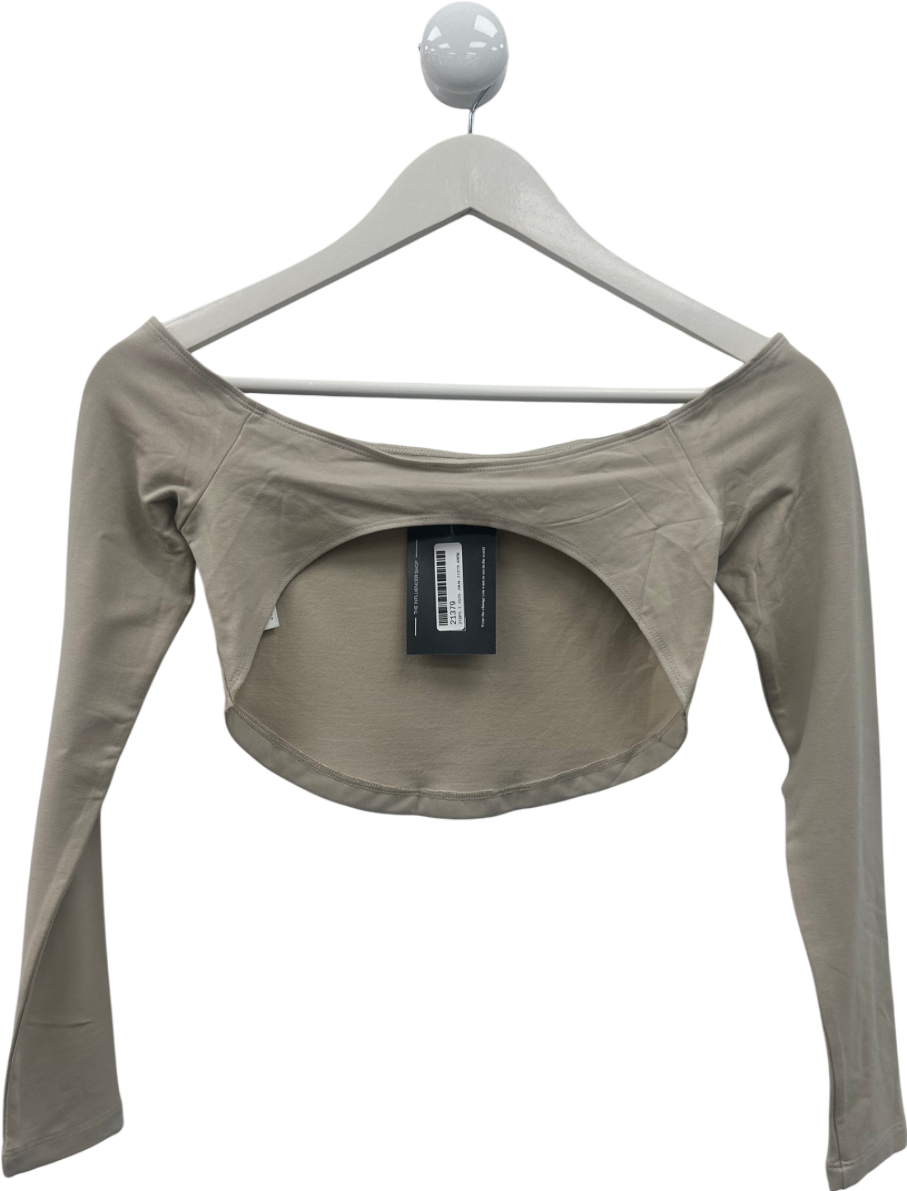 csb Cream Open Back Long Sleeve Top UK S