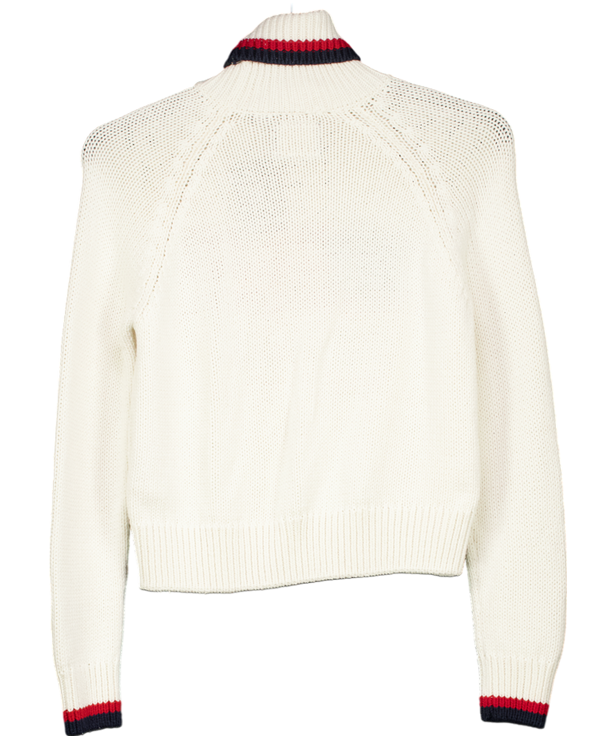 Superdry Cream Americana Roll Neck Cotton  Knit Jumper UK S