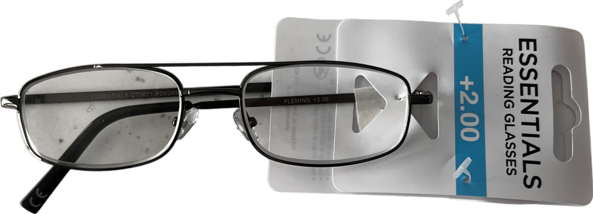 essentials Fleming Lenses Reading Glasses Black +2