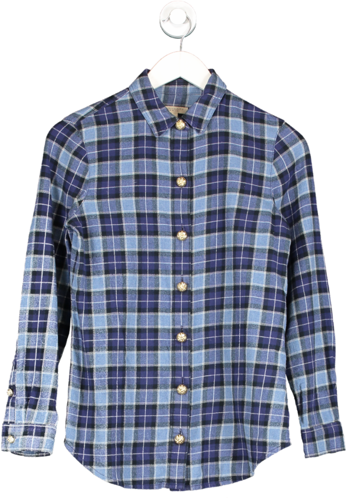 Burberry Brit Blue Check Brushed Cotton Shirt UK 6