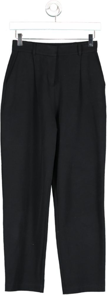 Novo Black High Waisted Cropped Premium Cotton Cigarette Trousers UK 8