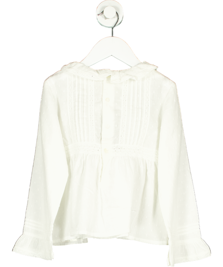 Bonpoint White Cotton Embroidered Blouse 6 Years