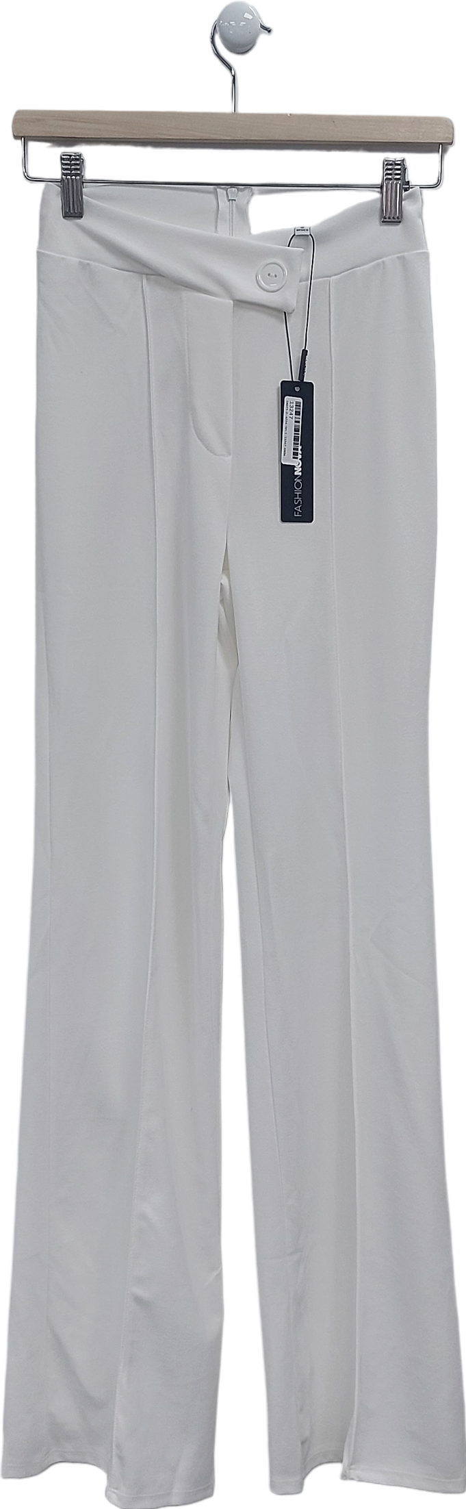 Fashion Nova White Call It Even Wide Leg Dress Pants UK S