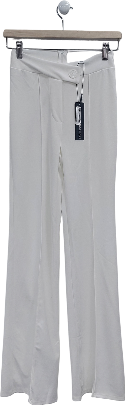 Fashion Nova White Call It Even Wide Leg Dress Pants UK S