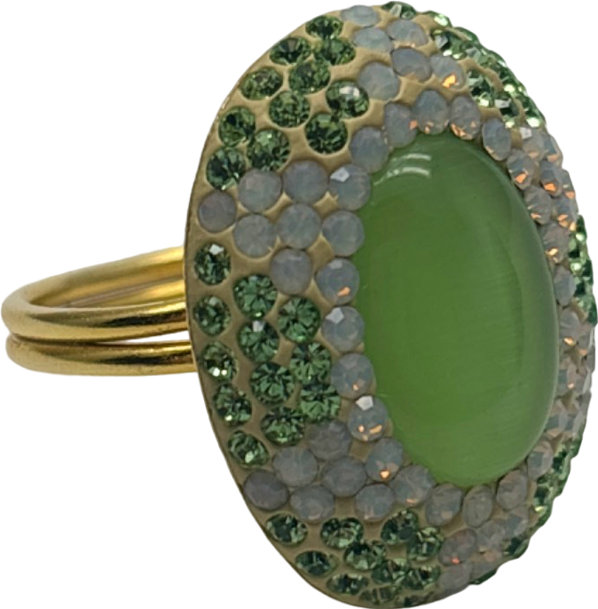 SORU Jewellery Green Enamel Ring One Size