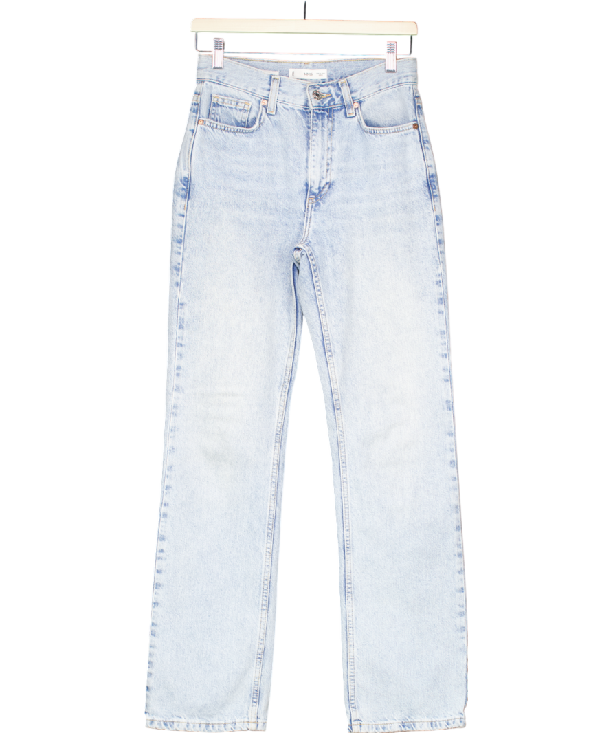 MANGO Blue Matilda Mid Rise Straight Jeans UK 6