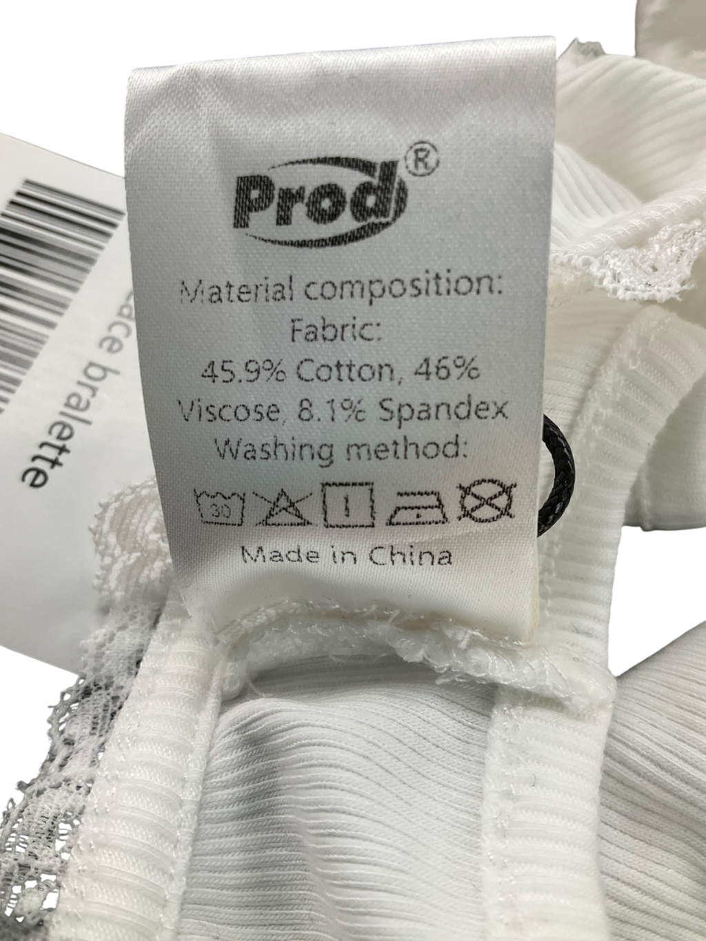 Prod White Soft Lace Trimmed Bralette With Pearl Embellishment UK M