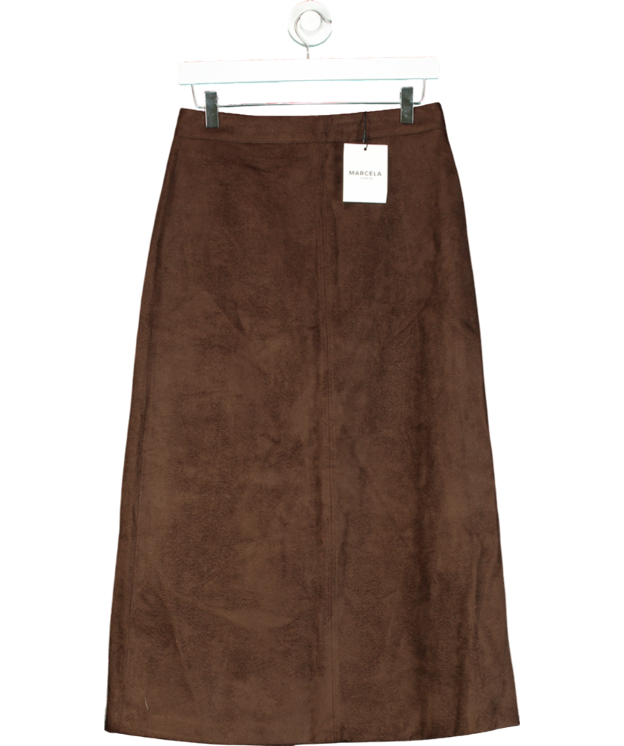 Marcéla London Brown Indra Faux Suede Skirt UK S