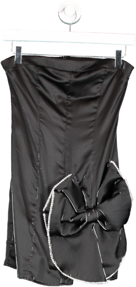 QUIZ Black Satin Bow Mini Dress UK 8