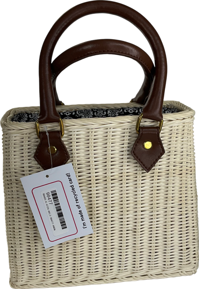 Beige Wicker Tote Bag Small One Size